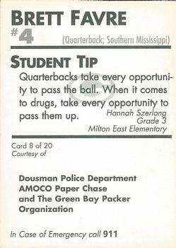 1996 Green Bay Packers Police - Dousman Police Department #8 Brett Favre Back