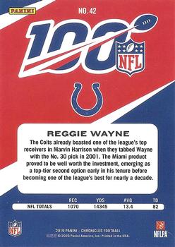 2019 Panini Chronicles - NFL 100 Gold #42 Reggie Wayne Back