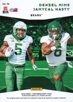 2020 Panini Contenders Draft Picks - Collegiate Connections #16 Denzel Mims / Jamycal Hasty Back