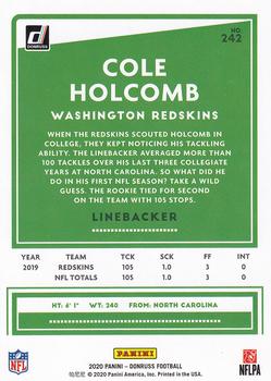 2020 Donruss #242 Cole Holcomb Back