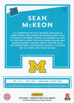 2020 Panini Chronicles Draft Picks - Donruss Rated Rookies Draft Picks #15 Sean McKeon Back