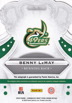 2020 Panini Chronicles Draft Picks - Crown Royale Draft Picks Signatures Holo #34 Benny LeMay Back
