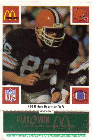 1986 McDonald's Cleveland Browns - Full Game Pieces - Week 4 Green Tab #NNO Brian Brennan Front