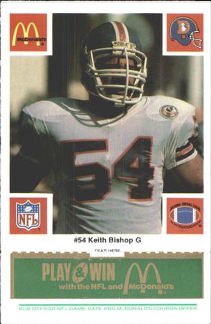 1986 McDonald's Denver Broncos - Full Game Pieces - Week 4 Green Tab #NNO Keith Bishop Front