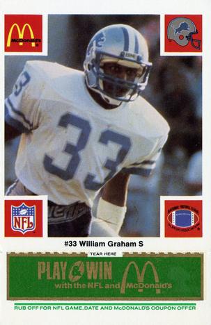 1986 McDonald's Detroit Lions - Full Game Pieces - Week 4 Green Tab #NNO William Graham Front