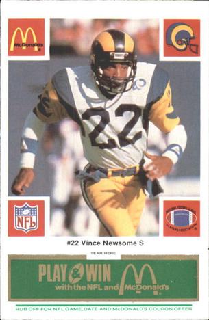 1986 McDonald's Los Angeles Rams - Full Game Pieces - Week 4 Green Tab #NNO Vince Newsome Front