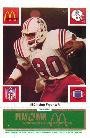 1986 McDonald's New England Patriots - Full Game Pieces - Week 4 Green Tab #NNO Irving Fryar Front
