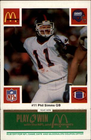 1986 McDonald's New York Giants - Full Game Pieces - Week 4 Green Tab #NNO Phil Simms Front