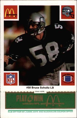 1986 McDonald's Seattle Seahawks - Full Game Pieces - Week 4 Green Tab #NNO Bruce Scholtz Front