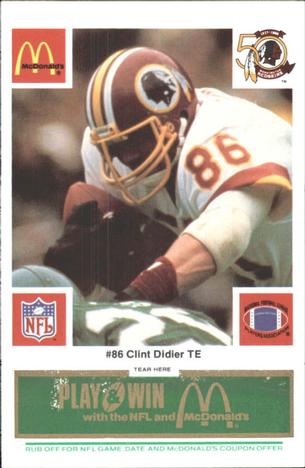 1986 McDonald's Washington Redskins - Full Game Pieces - Week 4 Green Tab #NNO Clint Didier Front