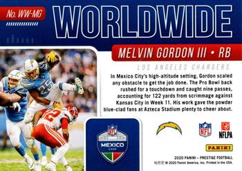 2020 Panini Prestige - Worldwide #WW-MG Melvin Gordon III Back