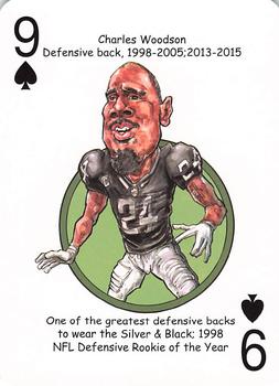 2016 Hero Decks Oakland Raiders Football Heroes Playing Cards #9♠ Charles Woodson Front