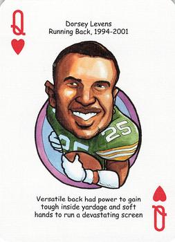 2006 Hero Decks Green Bay Packers Football Heroes Playing Cards #Q♥ Dorsey Levens Front
