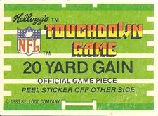 1983 Kellogg's Touchdown Game Stickers #NNO Cincinnati Bengals Back