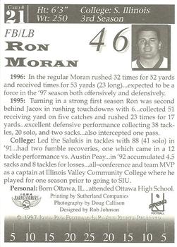1997 Iowa Barnstormers (AFL) #21 Ron Moran Back