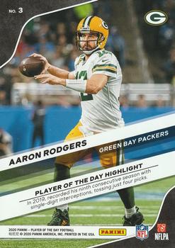 2020 Panini Player of the Day #3 Aaron Rodgers Back