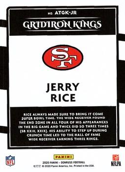 2020 Donruss - All-Time Gridiron Kings #ATGK-JR Jerry Rice Back