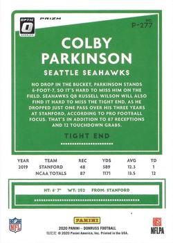 2020 Donruss - Optic Preview Red and Green #P-277 Colby Parkinson Back