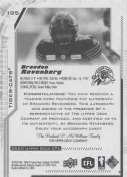 2020 Upper Deck CFL - Autographs #195 Brandon Revenberg Back