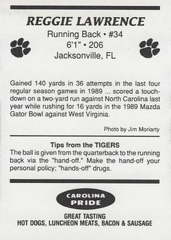 1989 Clemson Tigers #NNO Reggie Lawrence Back
