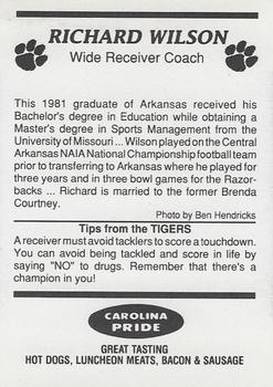 1989 Clemson Tigers #NNO Richard Wilson Back