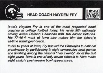 1989 Iowa Hawkeyes #NNO Hayden Fry Back