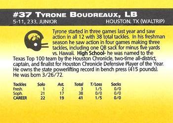 1993 Iowa Hawkeyes #NNO Tyrone Boudreaux Back