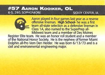 1993 Iowa Hawkeyes #NNO Aaron Kooiker Back