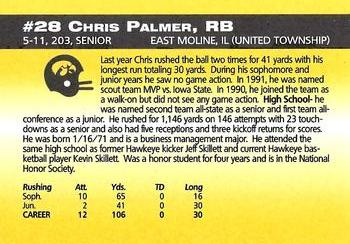 1993 Iowa Hawkeyes #NNO Chris Palmer Back