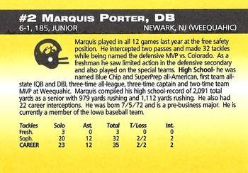 1993 Iowa Hawkeyes #NNO Marquis Porter Back