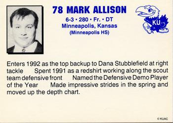 1992 Kansas Jayhawks #NNO Mark Allison Back