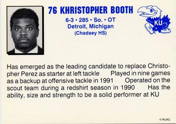 1992 Kansas Jayhawks #NNO Khristopher Booth Back