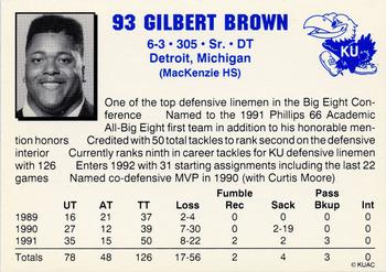 1992 Kansas Jayhawks #NNO Gilbert Brown Back