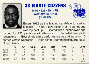 1992 Kansas Jayhawks #NNO Monte Cozzens Back