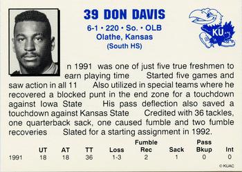 1992 Kansas Jayhawks #NNO Don Davis Back