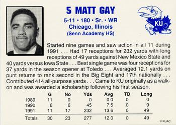 1992 Kansas Jayhawks #NNO Matt Gay Back