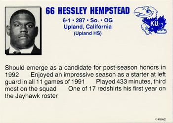 1992 Kansas Jayhawks #NNO Hessley Hempstead Back