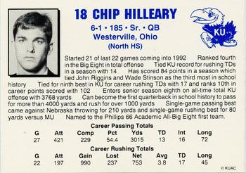1992 Kansas Jayhawks #NNO Chip Hilleary Back