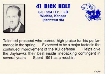 1992 Kansas Jayhawks #NNO Dick Holt Back