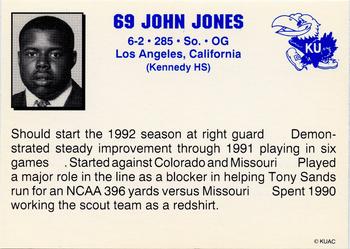 1992 Kansas Jayhawks #NNO John Jones Back