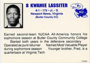 1992 Kansas Jayhawks #NNO Kwamie Lassiter Back