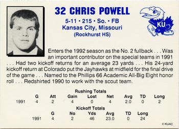 1992 Kansas Jayhawks #NNO Chris Powell Back