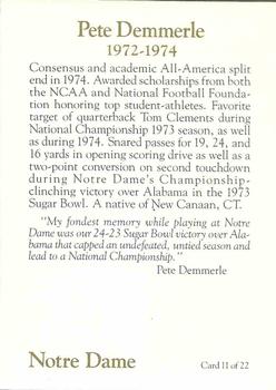 1990 Notre Dame Fighting Irish Greats #11 Pete Demmerle Back