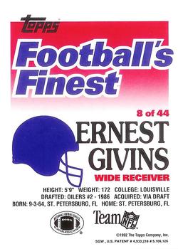1992 Finest #8 Ernest Givins Back