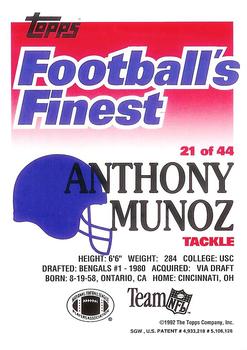 1992 Finest #21 Anthony Munoz Back