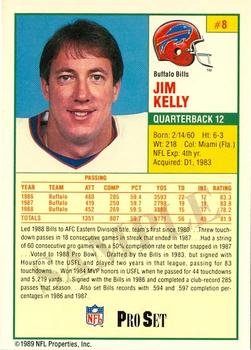 1988 Pro Set Test #8 Jim Kelly Back