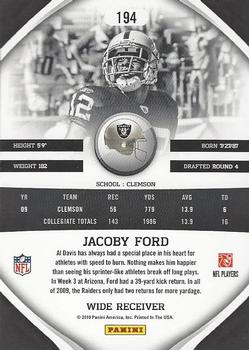 2010 Panini Gridiron Gear #194 Jacoby Ford  Back