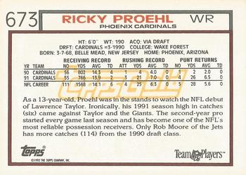 1992 Topps - Gold #673 Ricky Proehl Back