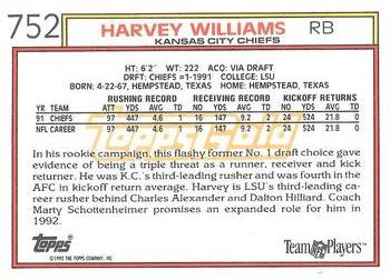 1992 Topps - Gold #752 Harvey Williams Back