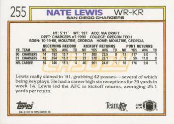 1992 Topps - Gold #255 Nate Lewis Back